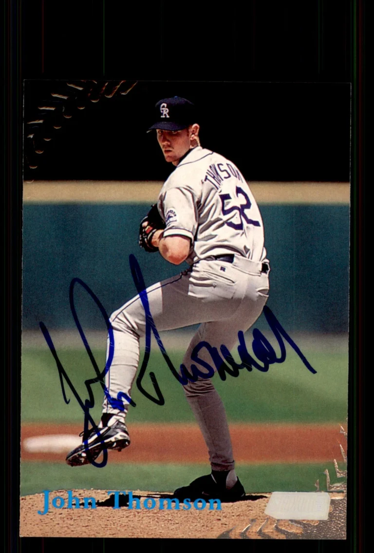 Signed Baseball Card Auto John Thomson 1998 Stadium Club #335 Colorado Rockies