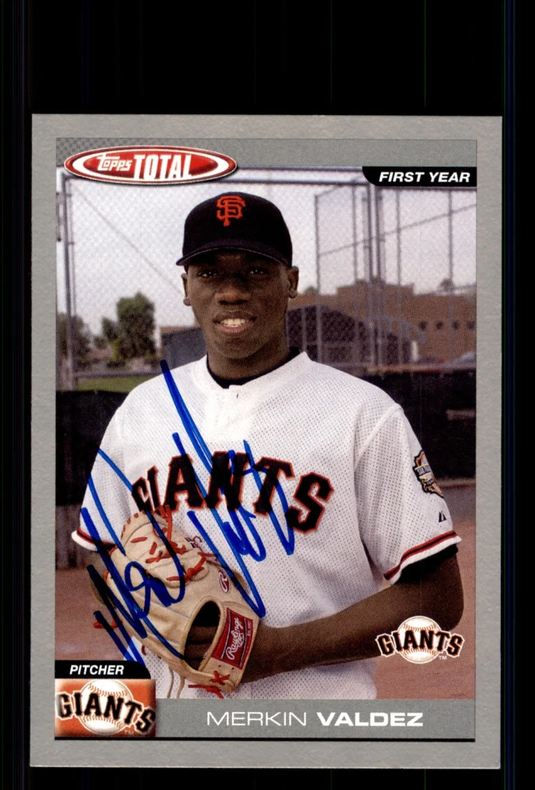 Signed Baseball Card Auto Merkin Valdez 2004 Topps Total #864 Giants