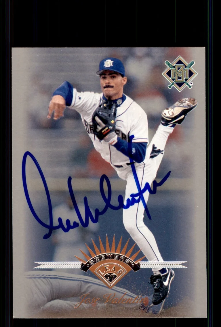 Signed Baseball Card Auto Jose Valentin 1997 Leaf #60 Milwaukee Brewers