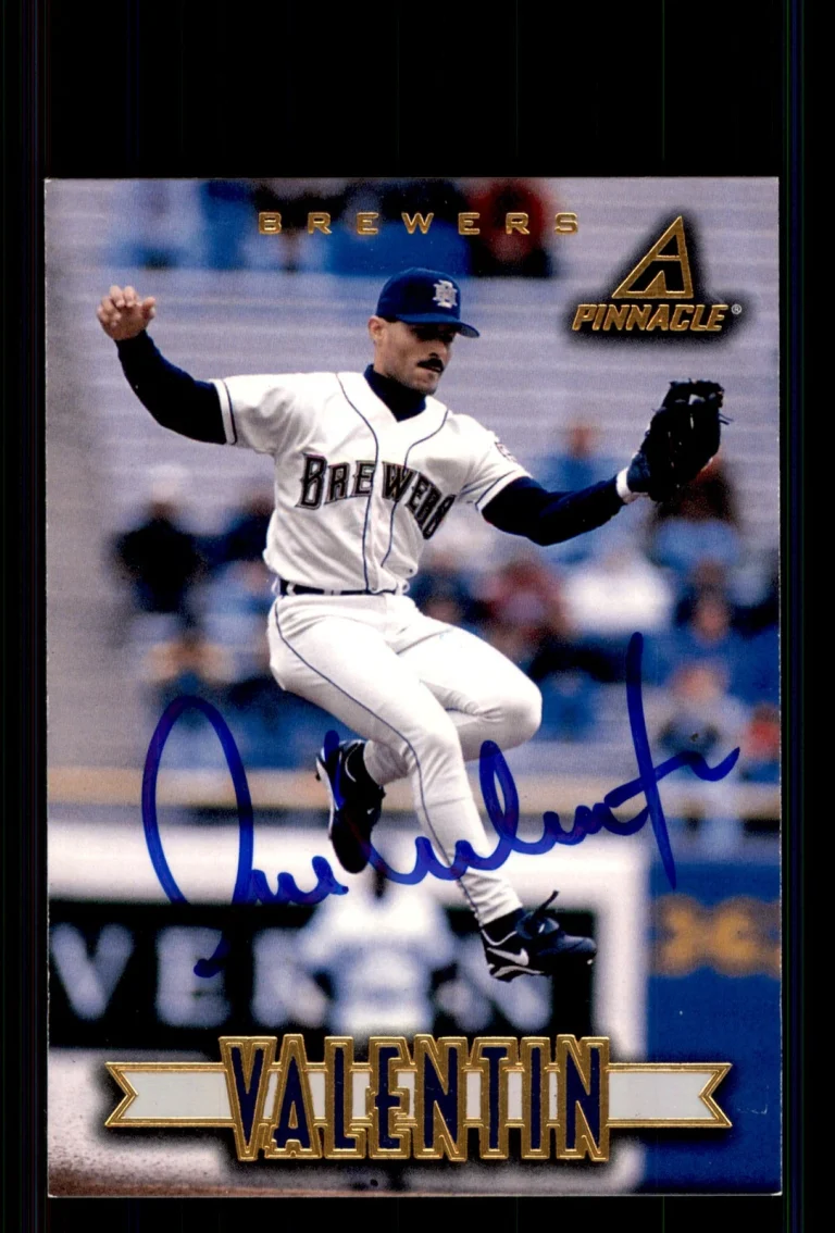 Signed Baseball Card Auto Jose Valentin 1997 New Pinnacle #85 Milwaukee Brewers