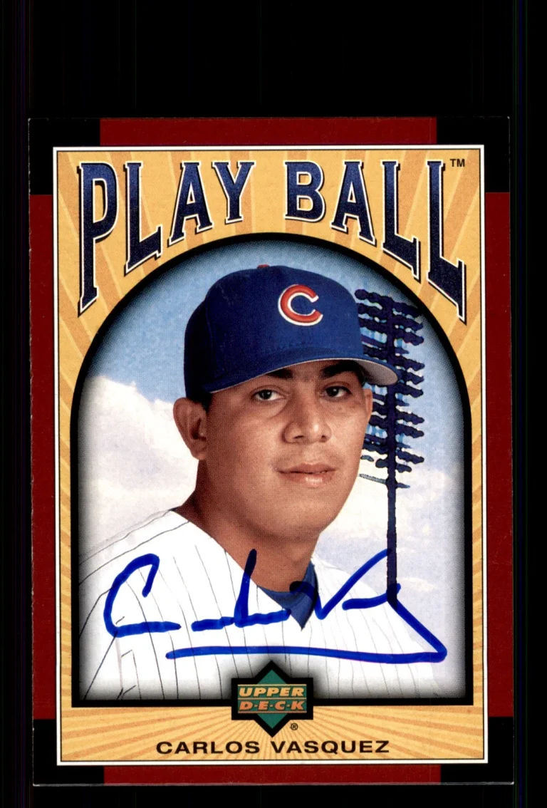Signed Baseball Card Auto Carlos Vasquez 2004 Upper Deck Play Ball #188 Cubs