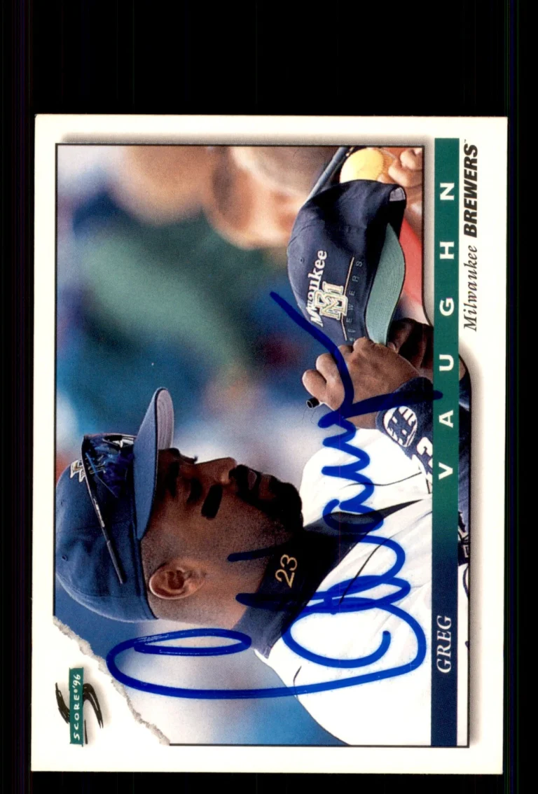 Signed Baseball Card Auto Greg Vaughn 1996 Score #56 Milwaukee Brewers