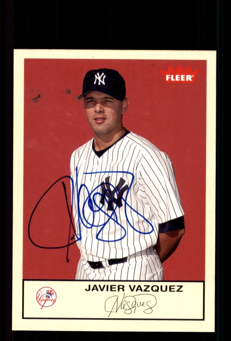 Signed Baseball Card Auto Javier Vazquez 2005 Fleer Tradition #126 Yankees