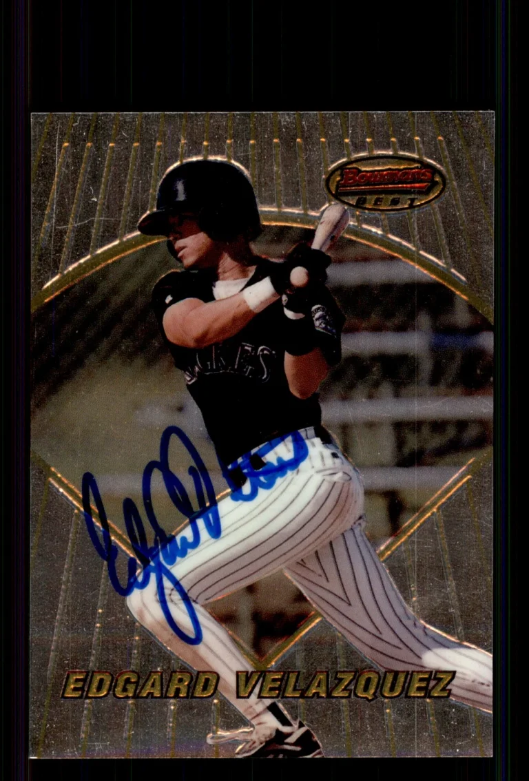 Signed Baseball Card Auto Edgard Velazquez 1996 Bowman's Best #132 Rockies