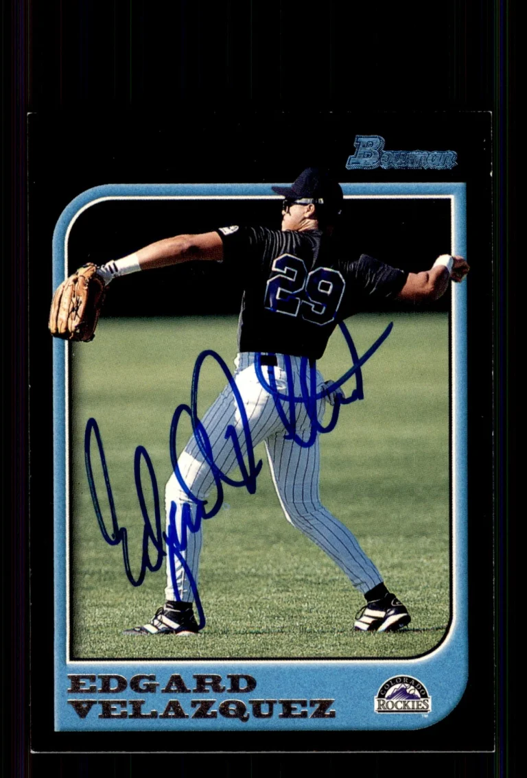 Signed Baseball Card Auto Edgard Velazquez 1997 Bowman #211 Colorado Rockies