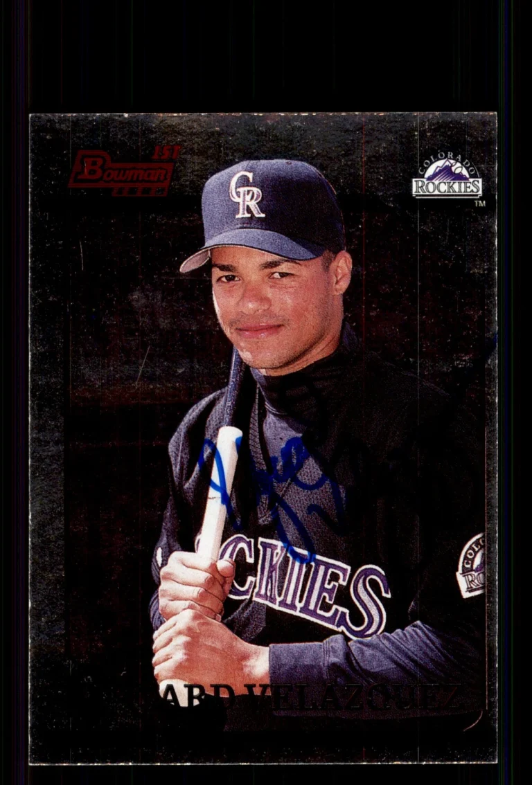 Signed Baseball Card Auto Edgard Velazquez 1996 Bowman #351 Colorado Rockies