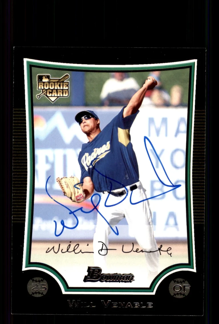 Signed Baseball Card Auto Will Venable 2009 Bowman #218 San Diego Padres