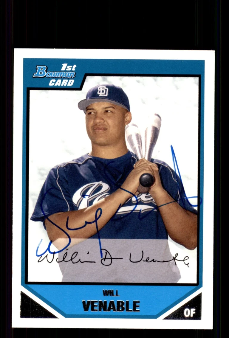Signed Baseball Card Auto Will Venable 2007 Bowman #BP84 San Diego Padres