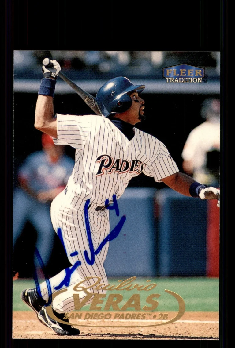 Signed Baseball Card Auto Quilvio Veras 1998 Fleer Tradition #134 Padres