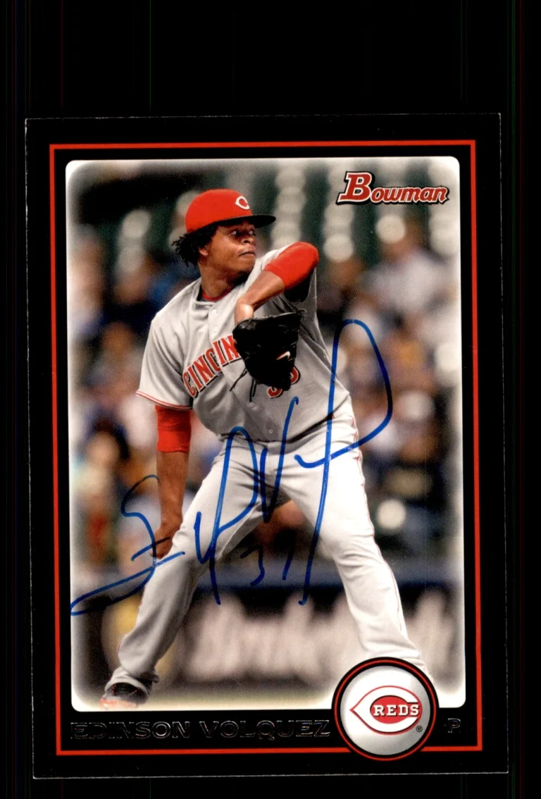 Signed Baseball Card Auto Edinson Volquez 2010 Bowman #139 Cincinnati Reds