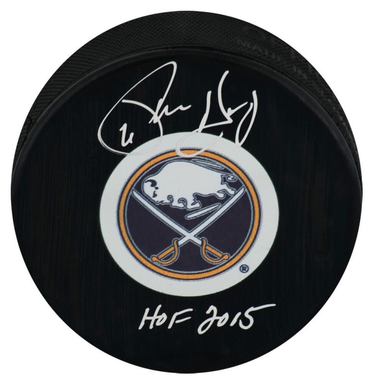 Phil Housley Signed Sabres Medium Logo Hockey Puck w/HOF 2015 - (SCHWARTZ COA)