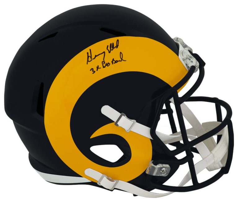 Henry Ellard Signed Rams Riddell Full Size Replica Helmet w/3x PB (SCHWARTZ COA)