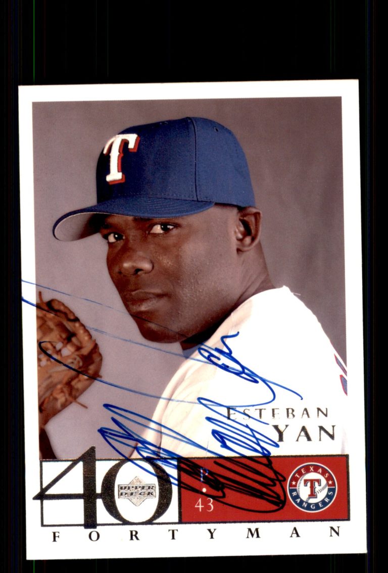 Signed Baseball Card Auto Esteban Yan 2003 Upper Deck 40-Man #203 Texas Rangers