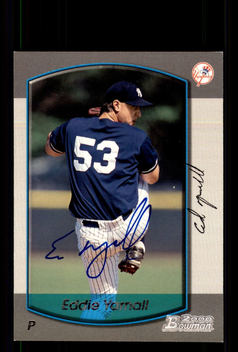 Signed Baseball Card Auto Eddie Yarnall 2000 Bowman #323 New York Yankees