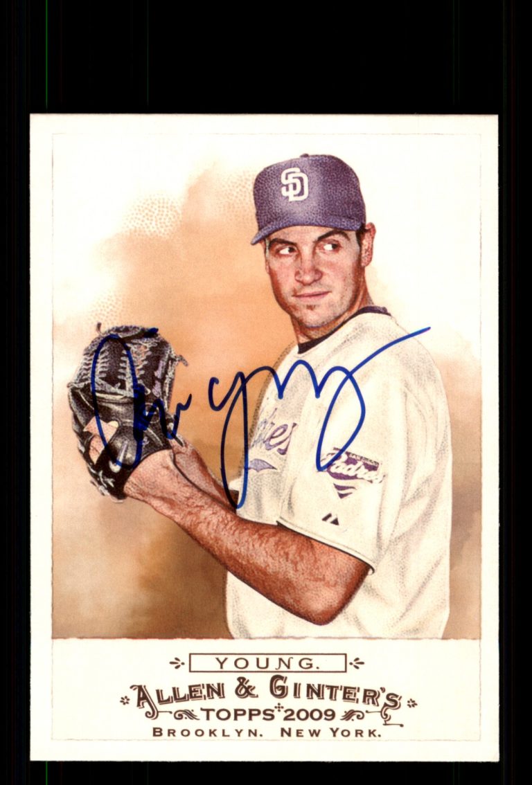 Signed Baseball Card Auto Chris Young 2009 Topps Allen & Ginter #344 Padres