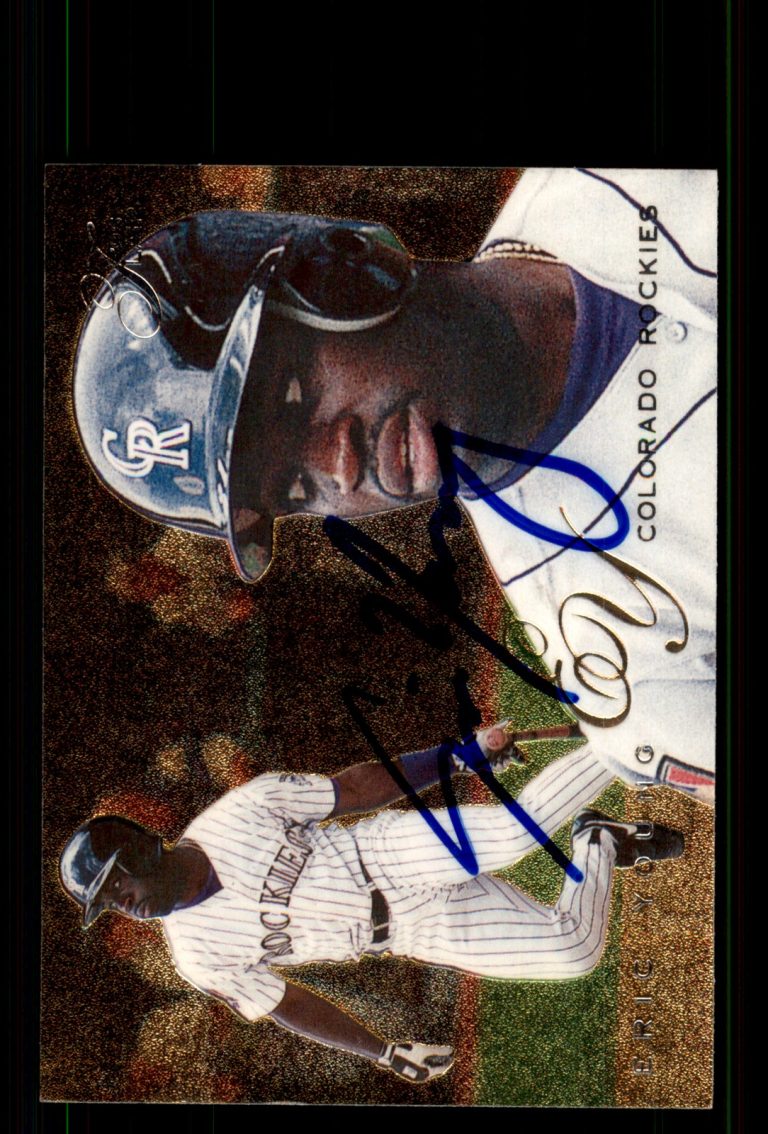 Signed Baseball Card Auto Eric Young 1995 Flair #135 Colorado Rockies