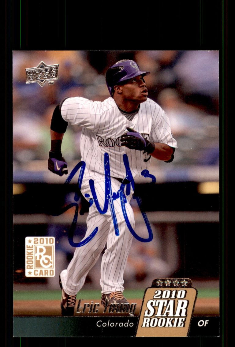Signed Baseball Card Auto Eric Young 2010 Upper Deck #3 Colorado Rockies