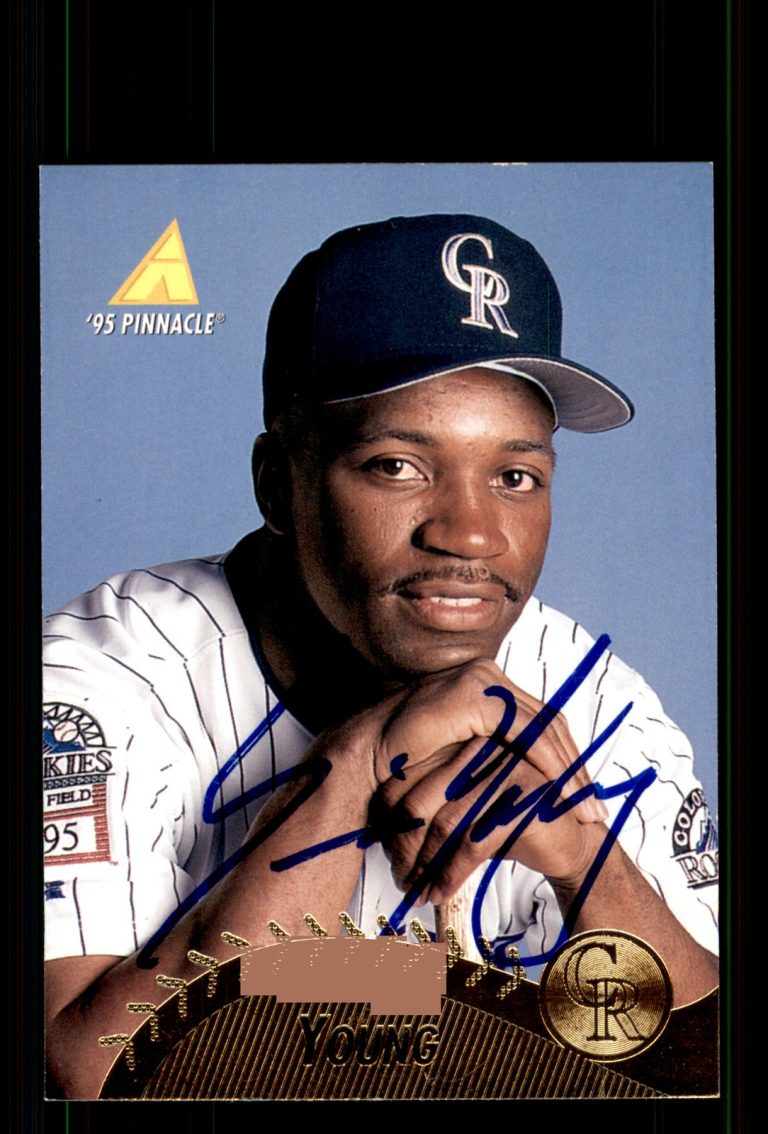 Signed Baseball Card Auto Eric Young 1995 Pinnacle #314 Colorado Rockies