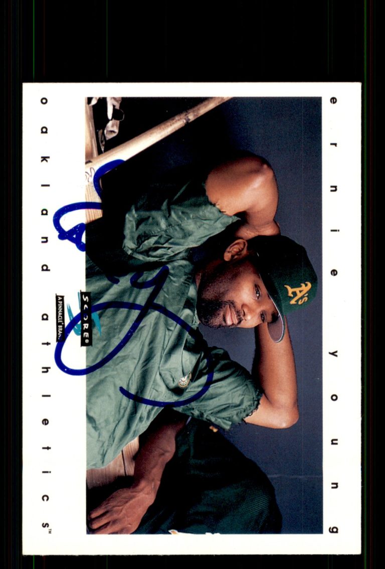 Signed Baseball Card Auto Ernie Young 1997 Score #432 Oakland Athletics