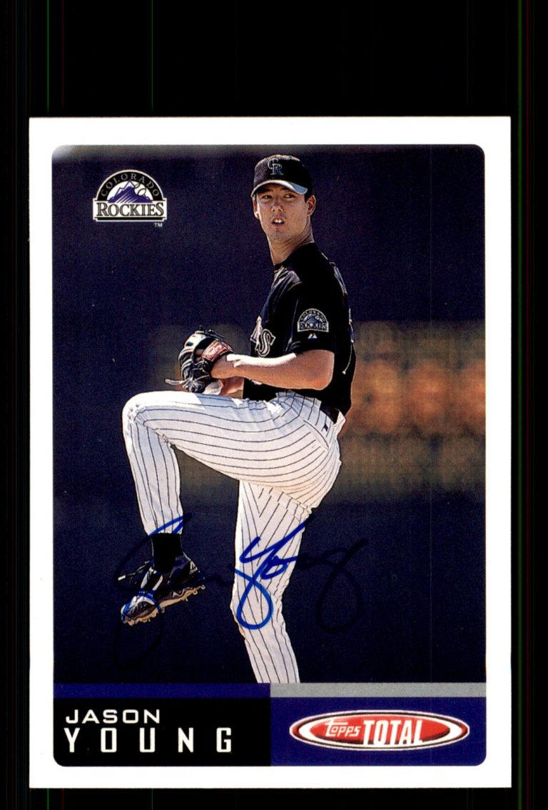 Signed Baseball Card Auto Jason Young 2002 Topps Total #941 Colorado Rockies