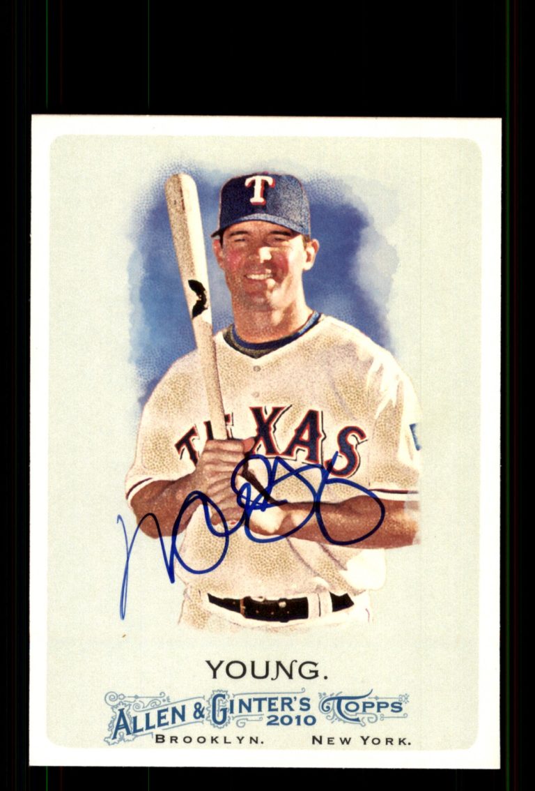 Signed Baseball Card Auto Michael Young 2010 Topps Allen & Ginter #171 Rangers