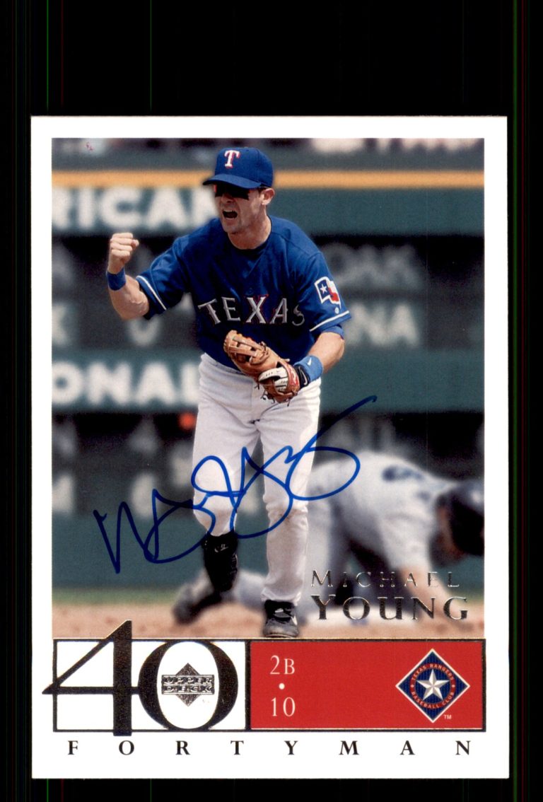 Signed Baseball Card Auto Michael Young 2003 Upper Deck 40-Man #190 Rangers