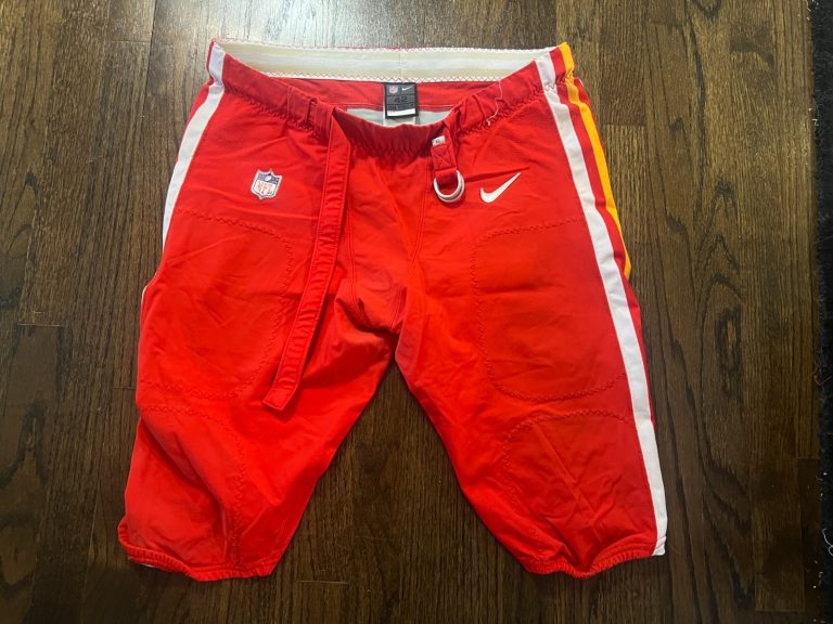 GAME USED ? ISSUED KANSAS CITY CHIEFS RED FOOTBALL PANTS Laurent Duvernay-Tardif