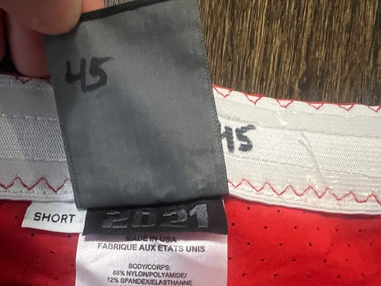 GAME USED ? ISSUED KANSAS CITY CHIEFS RED FOOTBALL PANTS 2021 Michael Burton