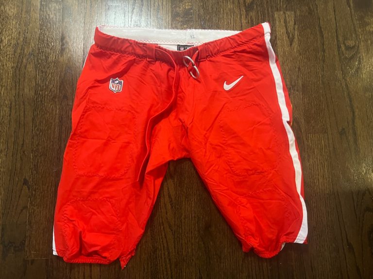 GAME USED ? ISSUED KANSAS CITY CHIEFS FOOTBALL PANTS RED 2023 Wanya Morris