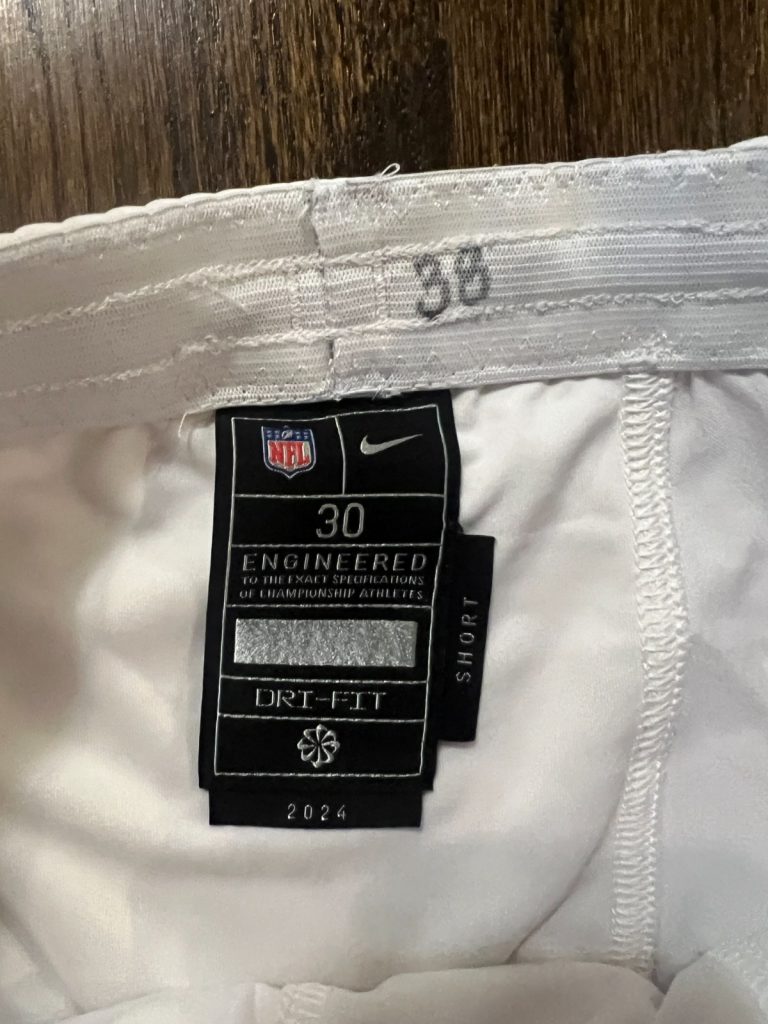 GAME USED ? ISSUED KANSAS CITY CHIEFS FOOTBALL PANTS WHITE 2024 Nelson / Ingram