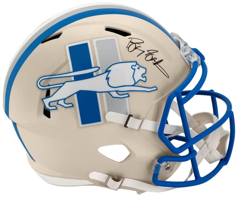 Barry Sanders Signed Lions RETRO Riddell Full Size Speed Replica Helmet (SS COA)