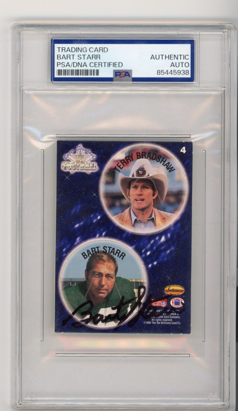 1994 TED WILLIAMS CARD CO BART STARR #4 SIGNED FOOTBALL AUTO PACKERS HOF PSA/DNA