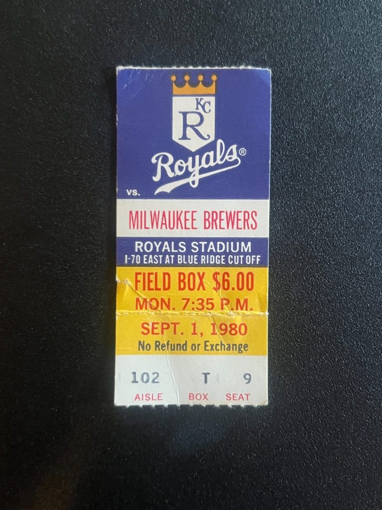 Baseball Ticket Kansas City Royals 9/1/1980 Manny Castillo MLB Debut
