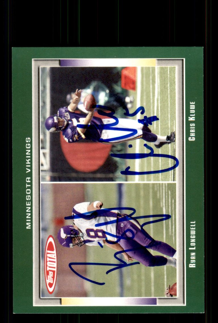 Signed Football Card Auto Chris Kluwe Ryan Longwell 2006 Topps Total #89 Vikings