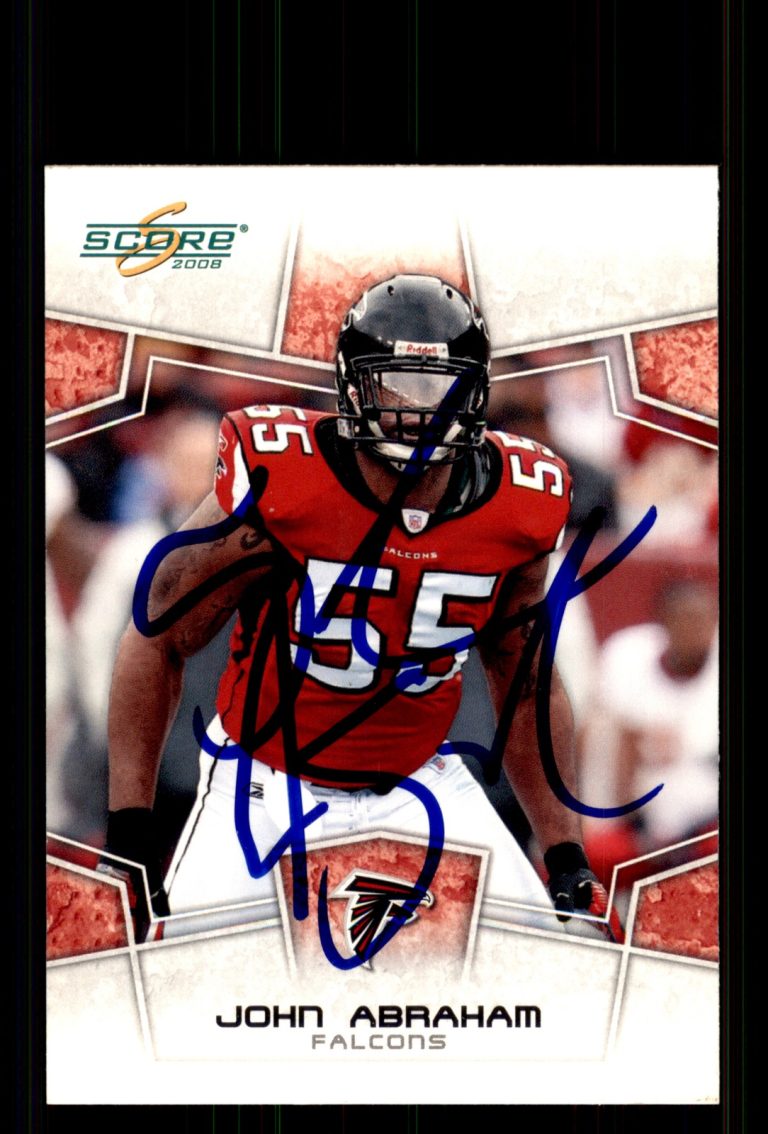 Signed Football Card Auto John Abraham 2008 Score #17 Atlanta Falcons