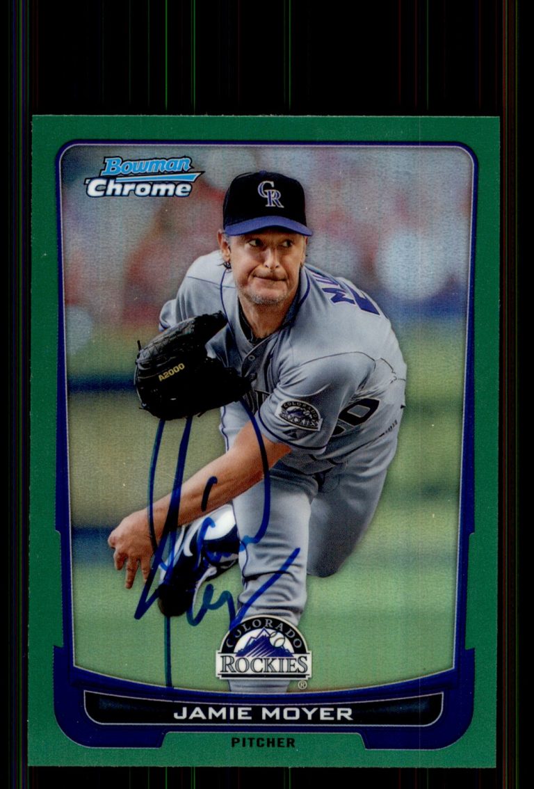 Signed Baseball Card Auto Jamie Moyer 2012 Bowman Chrome #216 Green Ref.