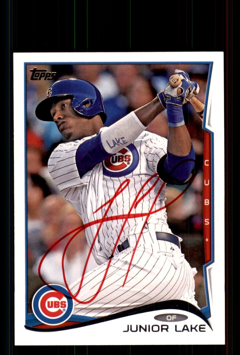 Signed Baseball Card Auto Junior Lake 2014 Topps #10 Chicago Cubs