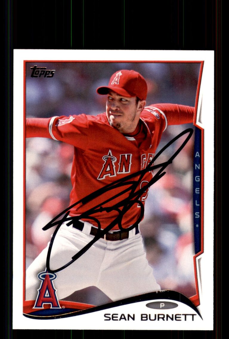 Signed Baseball Card Auto Sean Burnett 2014 Topps #68 Los Angeles Angels