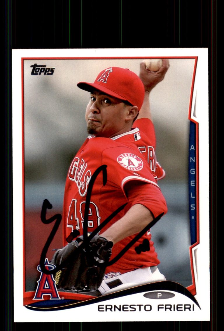 Signed Baseball Card Auto Ernesto Frieri 2014 Topps #240 Los Angeles Angels