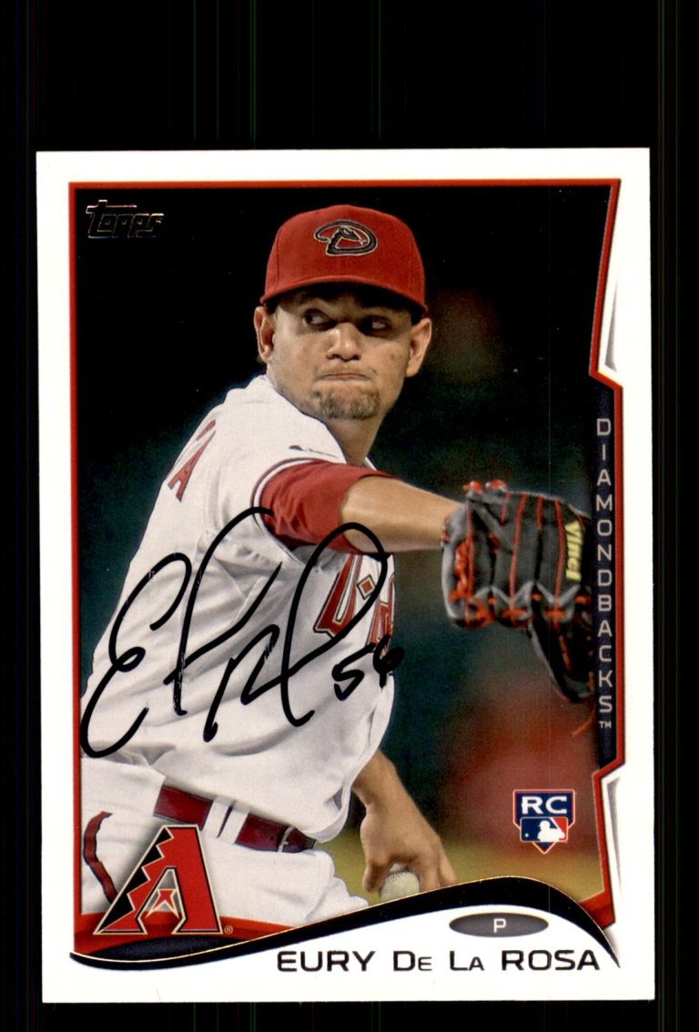 Signed Baseball Card Auto Eury De La Rosa 2014 Topps #456 Arizona Diamondbacks