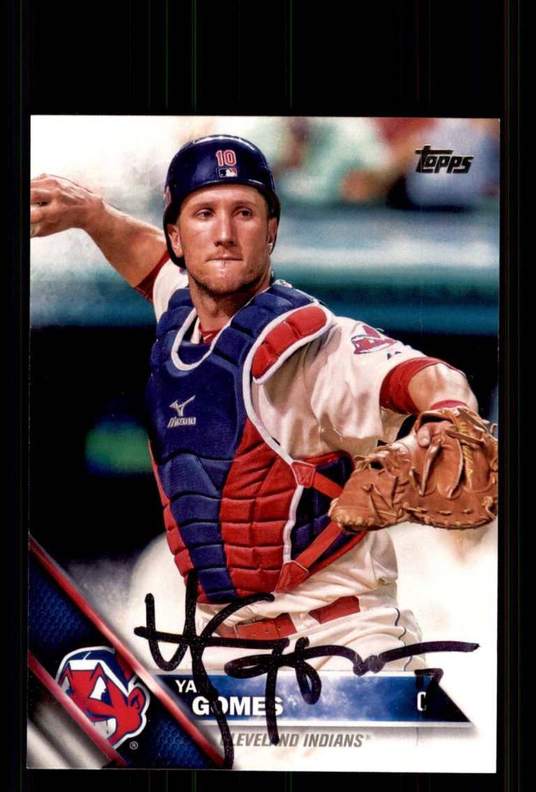 Signed Baseball Card Auto Yan Gomes 2016 Topps #30 Cleveland Indians