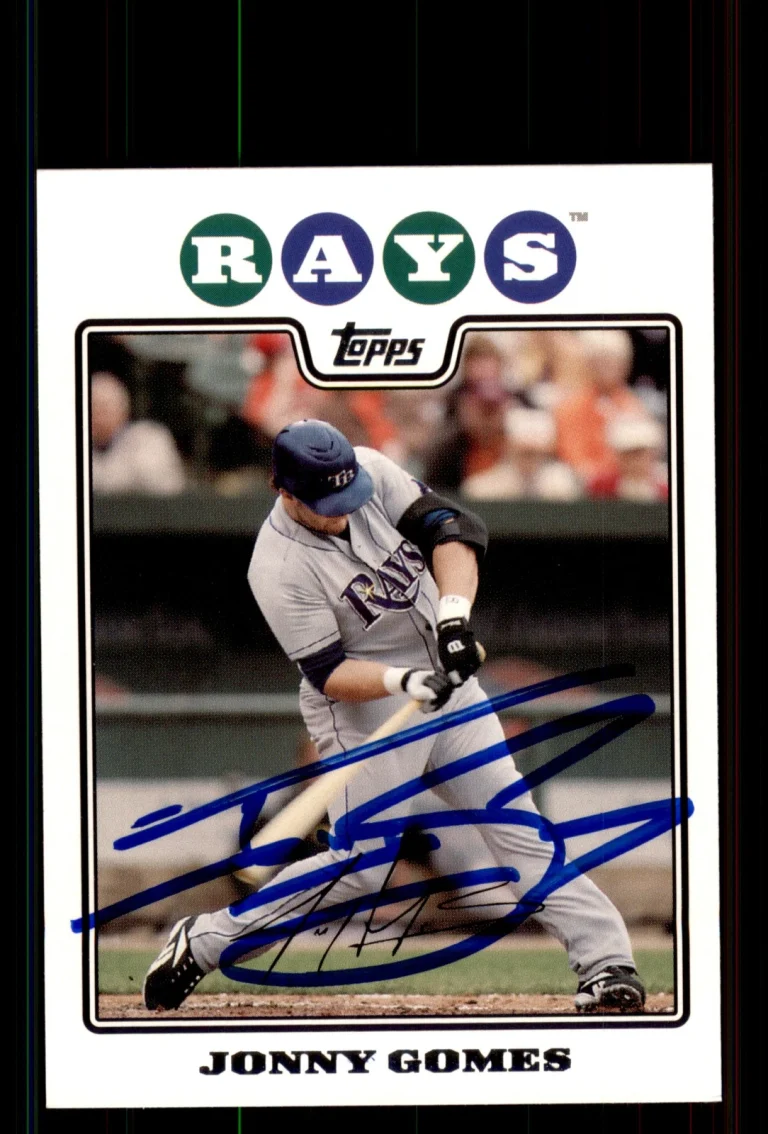 Signed Baseball Card Auto Jonny Gomes 2008 Topps #559 Tampa Bay Rays