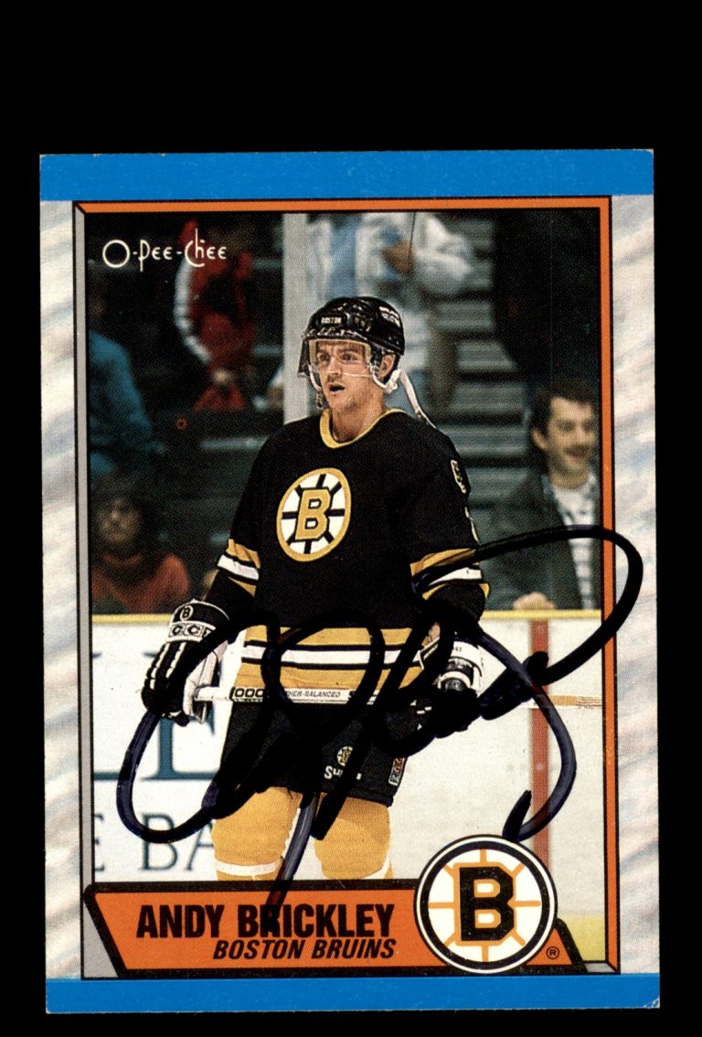 Signed Hockey Card Auto Andy Brickley 1989-90 O-Pee-Chee #29 Boston Bruins