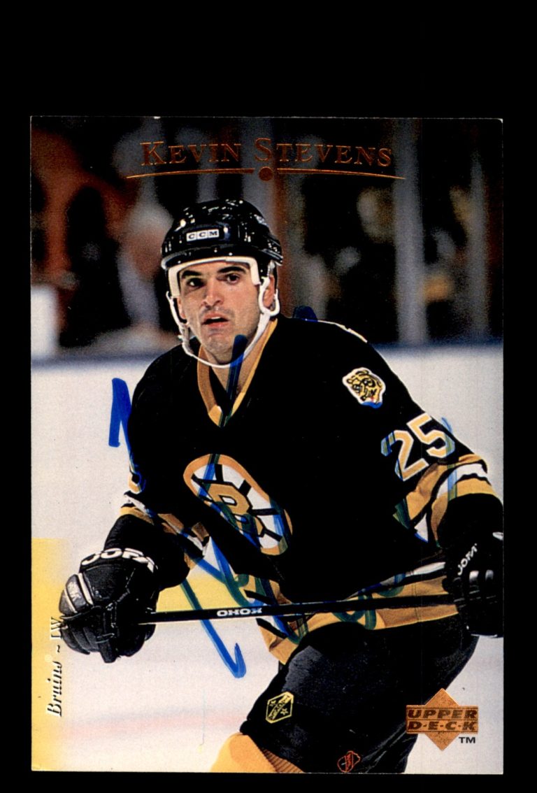 Signed Hockey Card Auto Kevin Stevens 1995-96 Upper Deck #96 Boston Bruins