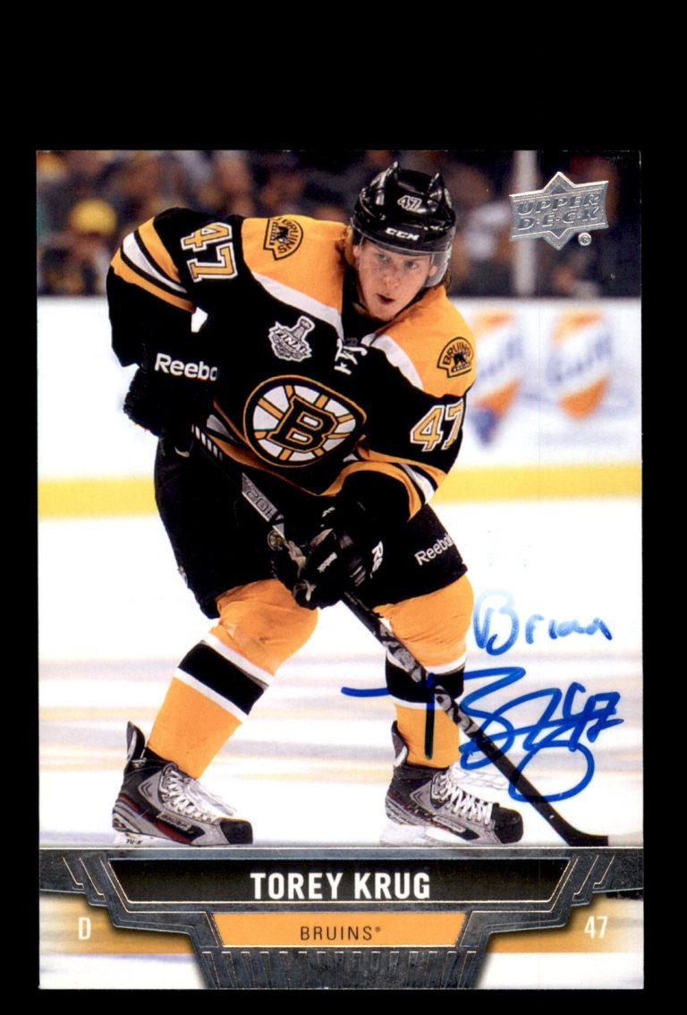 Signed Hockey Card Auto Torey Krug 2013-14 Upper Deck #3 Boston Bruins