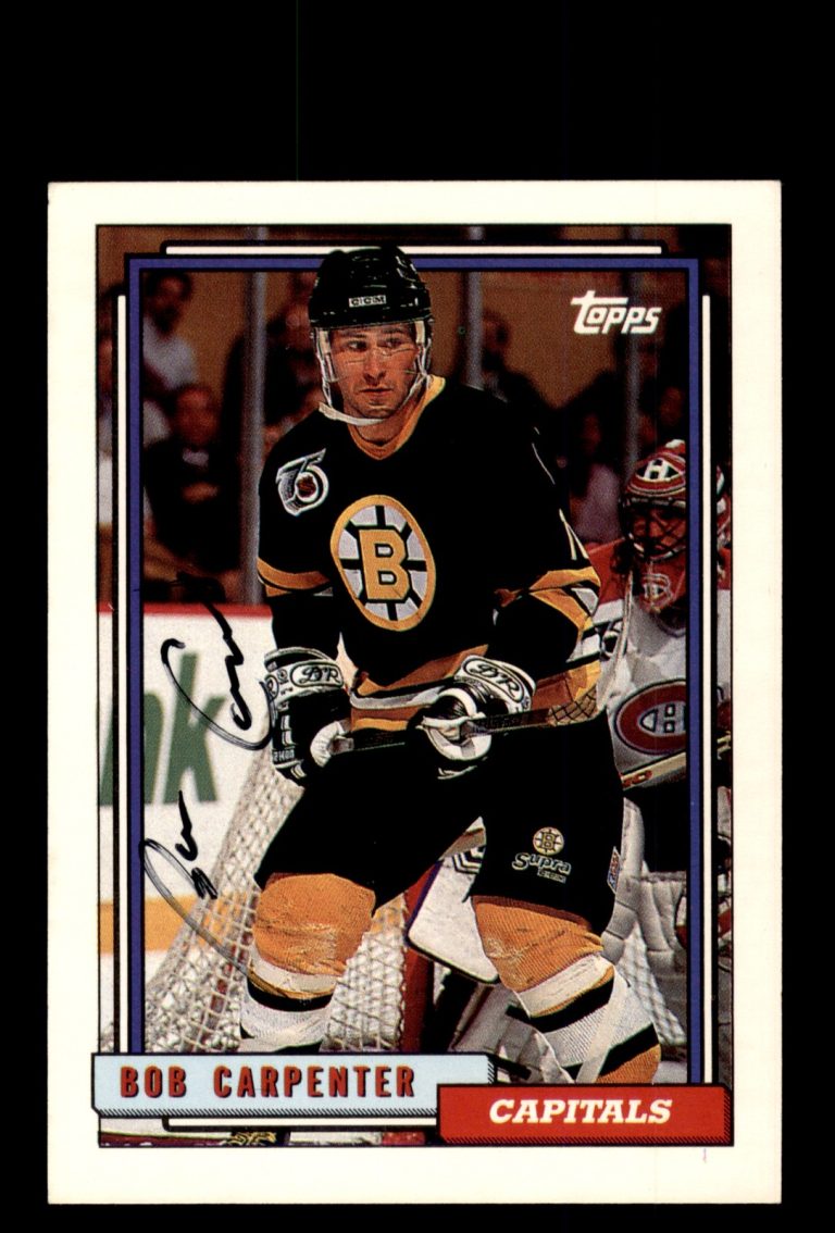 Signed Hockey Card Auto Bob Carpenter 1992-93 Topps #378 Capitals / Bruins