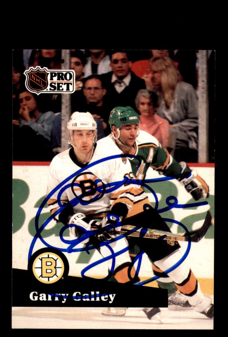 Signed Hockey Card Auto Garry Galley 1991-92 Pro Set #7 Boston Bruins