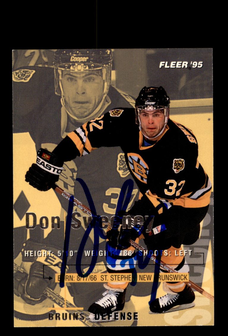 Signed Hockey Card Auto Don Sweeney 1994-95 Fleer #18 Boston Bruins