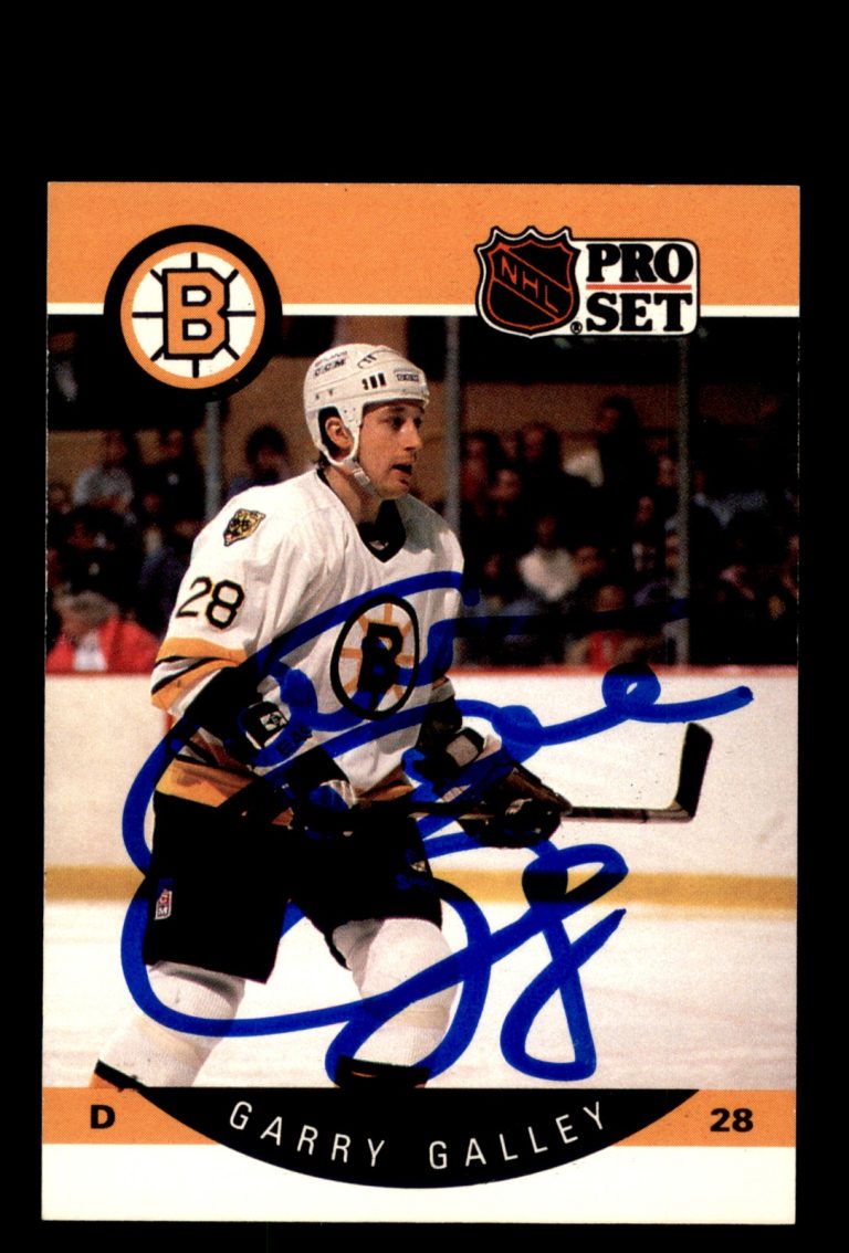 Signed Hockey Card Auto Garry Galley 1990-91 Pro Set #7 Boston Bruins