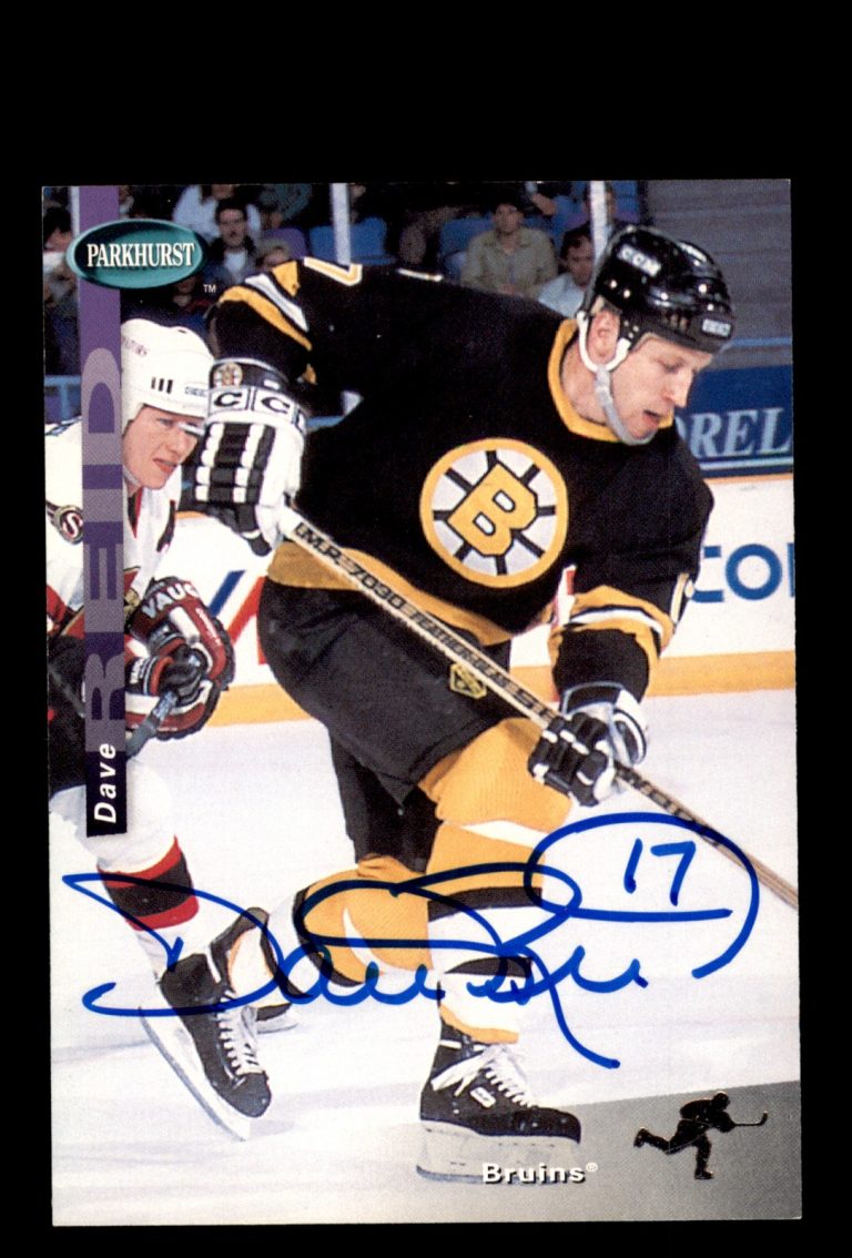 Signed Hockey Card Auto Dave Reid 1994-95 Parkhurst SE #SE12 Boston Bruins